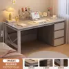 Escritorio de Computadora Doble Escritorio Simple para Dormitorio Oficina con Cajón Mesa Larga Almacenamiento en Casa Mesa de Estudio Banco de Trabajo