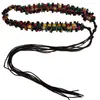 Estilo Étnico Retro Flor Madera Cuentas Cuerda Trenzada Cadena de Cintura para Mujer Estilo Bohemio Colorido Cinturón de Cuentas Accesorios de Estilo Casual