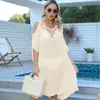 Ropa de playa sin espalda de venta caliente europea y americana, Cubretraje hombros descubiertos, Encaje tejido a mano, Vestido sexy de pico profundo, Vestido de playa con cordones