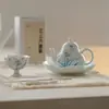 Estilo Dinastía Tang y Song Cerámica Pintada a Mano de Loto para Uso Doméstico Bandeja para Tetera Azul y Blanco Accesorios para Ceremonia del Té Bandeja para Bocadillos de Té en Forma de Pétalo Bandeja para Té Seco
