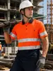 Camisa polo de seguridad reflectante de alta visibilidad para verano, ropa de trabajo para sitio de construcción, ropa de protección laboral de manga corta, ropa de ingeniería transpirable y resistente al desgaste