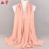 Nueva Moda de Verano Color Sólido Arruga Natural Perla Gasa Pañuelo para la Cabeza Bufanda de Seda Cubrecabezas Suministro Transfronterizo