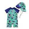 0-6,6-12M,12-18M,18-24M,2-3A maiô infantil de três peças com chapéu separado