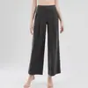 Calça Esportiva Nude Reta de Perna Larga para Mulheres, Comprimento Nove Pontos, Cintura Alta, Solta, Roupa de Trabalho Casual, Calça de Yoga Esportiva que Pode Ser Usada Fora