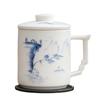 Taza de Té de Porcelana Blanca Quemada Lisa Pintada a Mano Taza de Agua con Filtro Privado Suette Jade de Alto Grado para Regalo Separación de Té Taza de Oficina