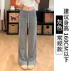 Calça Esportiva Reta Estilo Americano para Mulheres, Novo Modelo Verão 2025, Cintura Alta Petite, Caimento Solto, Calça de Moletom Casual de Perna Larga para Primavera e Outono