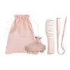 Peine de Peluquería de Paja de Trigo, Set de Regalo para el Cuidado, Cepillo para Champú de Dientes Suaves, Peine Plancha Alisadora de Peinado de Dientes Anchos Esponjosos