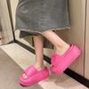 Pantuflas Gruesas para Mujer Verano Hogar Baño Ducha Pantuflas Color Sólido Moda Exterior Playa Sandalias con Aumento de Altura