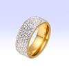 Venta caliente europea y americana anillo de titanio de acero para hombre con diamantes de estrella no se decolora incrustado a mano cinco filas de diamantes al por mayor de fábrica