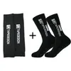 Calcetines de fútbol de tubo largo TC transfronterizos, blanco y negro, calcetines deportivos con protección de rodilla antideslizante, profesionales que absorben el sudor, resistentes al desgaste, transpirables, protectores de pierna