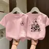 Camiseta de Manga Curta para Meninas Verão Algodão Puro Infantil Bebê 2026 Nova Doce e Fofa Roupa de Verão Roupa Infantil Tops de Desenho Animado