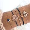 Ventas Directas de Fábrica Pulseras Populares Transfronterizas Fotografía Callejera Conjunto de Cinco Piezas Pulsera de Luna de Aleación Turquesa Negra Triángulo Europeo y Americano