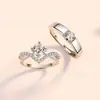 Anillos de Pareja para Hombres y Mujeres, Diseño de Nicho Moderno, Anillos de Par de Circonita de Lujo a la Moda, Anillos Abiertos Ajustables, Anillos de Diamante al por Mayor