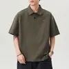 Camisa Polo pesada de 240g para homens, novo estilo verão 2026, camiseta de manga curta com gola de lapela, top casual solto para homens