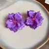 Pendientes de Flor Tridimensionales de Acrílico de Moda para Mujer, Modernos, Frescos, Lindos, Dulces, Pendientes de Botón, Accesorios para Orejas Estilo Vacaciones en la Playa