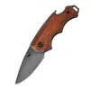 Cuchillo Plegable Mini de Fábrica Cuchillo Plegable para Exteriores Mango de Madera Cuchillo para Exteriores Cuchillo Multiusos Abrebotellas Cuchillo de Bolsillo Portátil