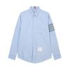 Camisa de Tela Oxford para Hombre con Cuatro Rayas, Camisa Casual para Hombre con Cuello, En Stock, Camisa Lisa de Manga Larga