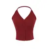 Camisole Sexy de Alcinha Estilo Puro Luxo de Verão com Bojo Sexy Nicho Slim Fenda Decote V Botão Top