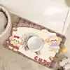 Tapete de Chão de Lama de Diatomáceas Universal com Gatos e Cachorros Fofos de Desenho Animado, Tapete de Mesa Absorvente de Água, Tapete à Prova de Vazamentos para Animais de Estimação, Fácil de Limpar, Tapete Absorvente de Água
