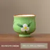 Olla portátil de cerámica kapok pintada a mano con LED en polvo con bolsa bordada para dos tazas, taza rápida portátil para viajes al aire libre