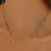 Collar de Moda Elegante Transfronterizo Europeo y Americano con Perla de Imitación Turquesa en Forma de Gota, Collar Versátil Elegante para Clavícula para Hombres y Mujeres