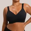 Sujetador de talla grande con cuello en V, superventas transfronterizo de SHEIN Amazon, suave, transpirable, estilo simple, ropa interior suave e inalámbrica para mujer