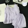 Directo de Fábrica Nueva Camisola de Algodón Nube con Sujetador Incorporado Conjunto de Dos Piezas Pijama Pantalones Cortos Simples de Verano Ropa de Casa Transpirable