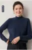 Suéter de punto versátil para mujer, 100% cachemir, cuello semi-alto, nuevo para Otoño/Invierno, grueso, capa base de manga larga