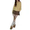 Suéter básico de cuello alto amarillo estilo coreano Chao Chao para mujer, tejido de punto casual cálido de manga larga otoño/invierno 2026