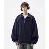 Sudadera de hombre con media cremallera, nueva colección primavera/otoño/invierno 2026, estilo retro americano, moderna, corte holgado, casual, chaqueta con cuello alto