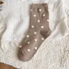 Calcetines de Lunares para Mujer, Calcetines de Media Pantorrilla para Otoño, Algodón Puro, Antibacterianos, Estilo Japonés Moderno, Versátiles para Primavera y Otoño, Calcetines Arrugados, Calcetines de Algodón