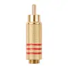 Conector Plug de Cabo de Sinal de Áudio AV Cabeça Lótus RCA Banhado a Ouro Sem Solda Conector Universal para Caixas de Som Amplificadores Monitores