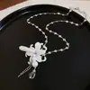 Princesa Estilo Coreano~Collar de Perlas Gota de Agua Flor de Cristal, Cadena para Clavícula Dulce Estilo Ins para Mujer, Joyería Exquisita y de Alta Gama