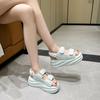 Sandalias de Plataforma con Velcro Estilo Chanel para Mujer Nuevo Estilo Verano 2025 Color Sólido Estilo Deportivo Sandalias Planas de Playa para Mujer