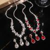 Aretes Colgantes de Diamante de Zirconia Ultrafina Collar Moda Cadena de Clavícula de Alta Gama Traje de Joyería Elegante de Lujo Ligero