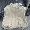 Chaleco Funcional sin Mangas con Capucha de Color Sólido Holgado Corto para Mujer Moda Versátil Nueva Primavera y Otoño 2025