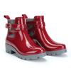 Botas de lluvia Four Seasons, botas de lluvia Chelsea para mujer, zapatos de agua cortos antideslizantes, botas Martin de moda, botas de lluvia informales de tacón bajo para adultos.