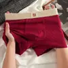 Roupa íntima masculina vermelha para o Ano do Zodíaco, algodão puro, estilo novo, pelúcia, quente, confortável, respirável, cueca boxer masculina de cintura média