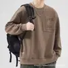 Moletom Gola Redonda Masculino Novo Outono e Inverno Marca Tendência Pulôver Solto Top Roupa Externa Tendência Casual Camisa de Manga Longa para Usar por Baixo