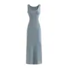 Vestido Justo ao Corpo com Estilo Spicy Girl Americano para Mulheres, Vestido de Verão de Alta Qualidade com Comprimento Médio Cauda de Peixe, Vestido Sexy com Alça no Pescoço