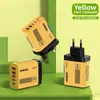 Cargador Multipuerto Transfronterizo de 240W con Luz, 3 Puertos PD + Doble USB, Estándares de EE. UU. y Europeos, Adecuado para Cabezales de Carga Apple y Huawei