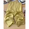 Pantalones Casuales de Algodón y Lino para Mujer, Estilo Delgado de Verano, Tallas Grandes, Cintura Alta, Corte Holgado, Adelgazante, Pantalones Culotte Acampanados