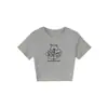 Camiseta Feminina de Verão Mais Vendida Estilo Coreano com Estampa de Ursinho de Desenho Animado, Corte Slim, Manga Curta, Gola Redonda e Ombros Normais
