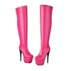 Botas largas para mujer transfronterizas, punta redonda, plataforma impermeable, cremallera lateral, botas de cuero de talla grande, tacones ultraltos, suelas gruesas, versátiles, botas hasta la rodilla de calidad de exportación