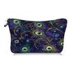 Bolsa Cosmética Transfronteriza Nueva Estampado Pluma de Pavo Real Almacenamiento de Mano Perezosa Portátil Bolsa de Viaje Bolsa de Aseo
