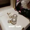 Joyería Italiana Vintage Pendientes de Perla Doble Cara Banquete Boda Sirena Mayor Ji Perla Pendientes de Dos Caras