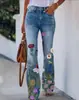 Estação Independente Spot 2025 Novo Aliexpress Ebay Calças Casuais Estampadas Florais de Cintura Média Retrô para Mulheres