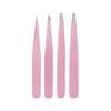 Pinza para cejas de acero inoxidable rosa pinza para cejas herramienta de maquillaje multiusos depilación de cejas boca plana boca inclinada pinza para cejas negra