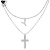 Joyería simple y de moda europea y americana Carman's collar cruz de doble capa con letras transfronterizo joyería versátil de alta gama para mujer
