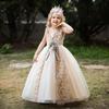 Vestido navideño para niña, vestido largo con estampado de flores doradas, disfraz de piano para espectáculo navideño infantil grande